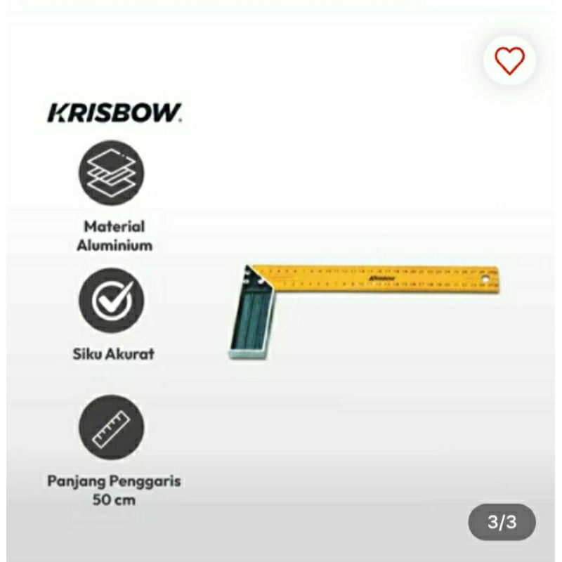 

Krisbow 50 Cm Penggaris Siku Besi