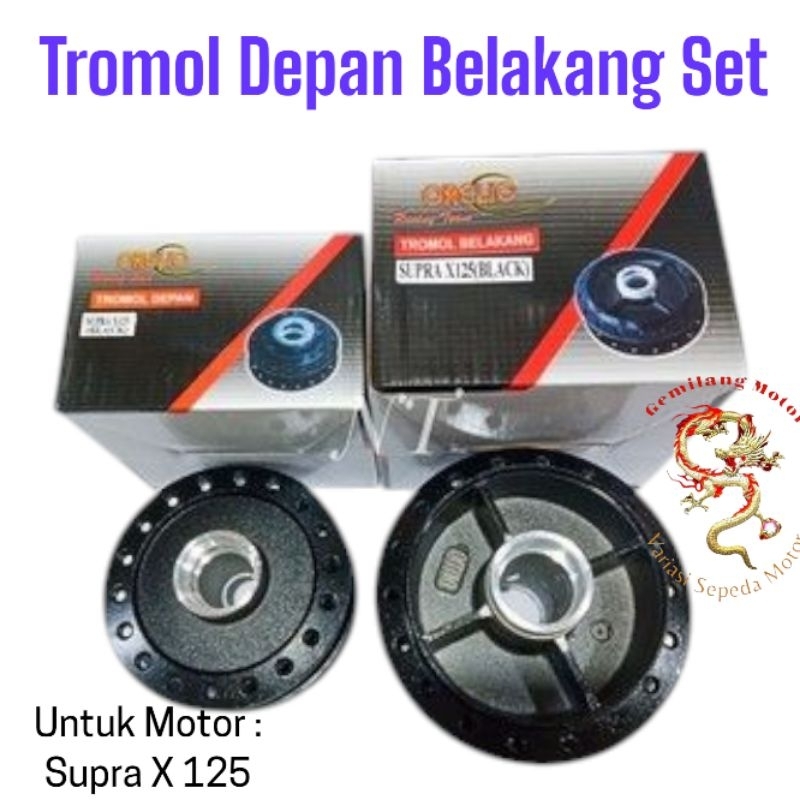 Tromol depan belakang Hitam Supra X 125 Orelio
