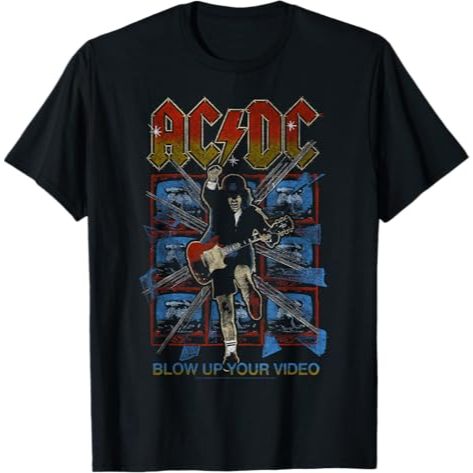 Kaos Band ACDC Rock Music Band Blow Up Your Video T-Shirt Black