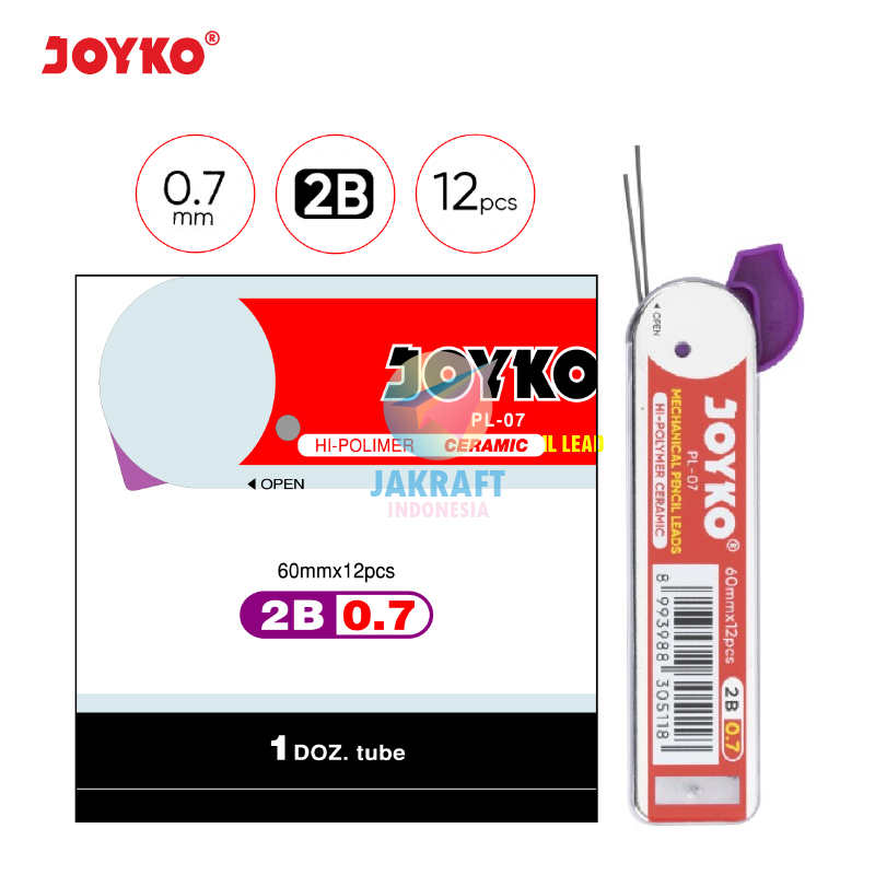 

(12 Tube) GROSIR Refill Segala Pensil Mekanik 2B JOYKO PL-07 Mechanical Pencil Lead Tebal 0.7 mm isi 12 Pcs | PACK
