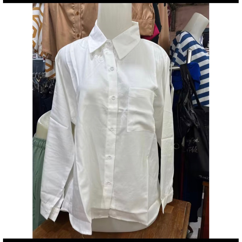 kemeja wanita kerja kantor//Atasan putih kerja//kemeja kantor kantong