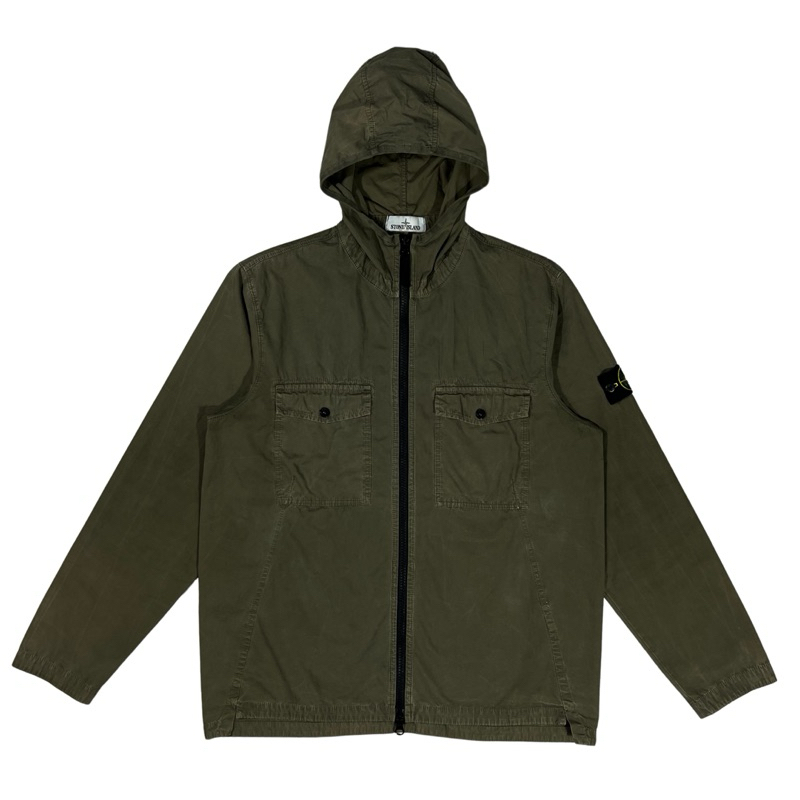 STONE ISLAND OVERSHIRT HOODED DOUBLE POCKET OLIVE