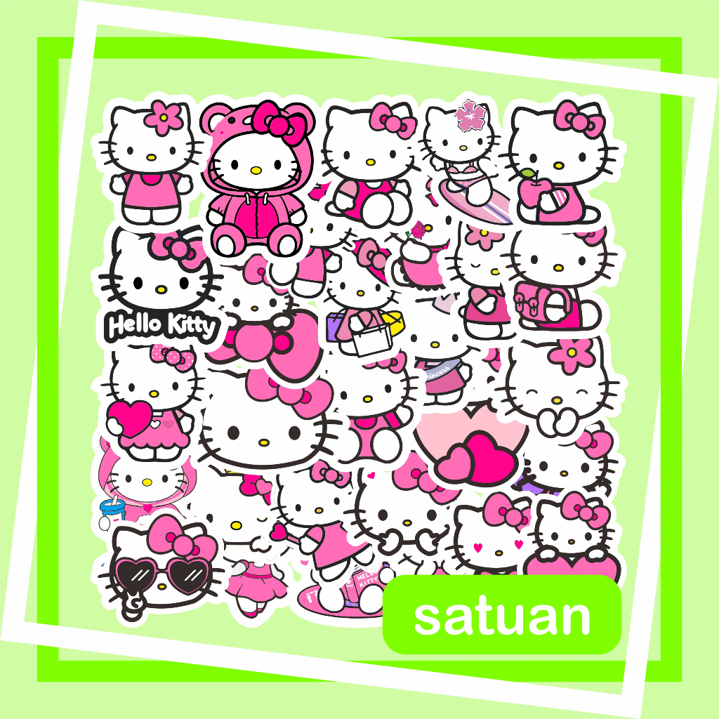 

(1 pc) Stiker Hello Kitty Pink | sticker helo kity kitti anti tahan air laptop hp helm tumblr