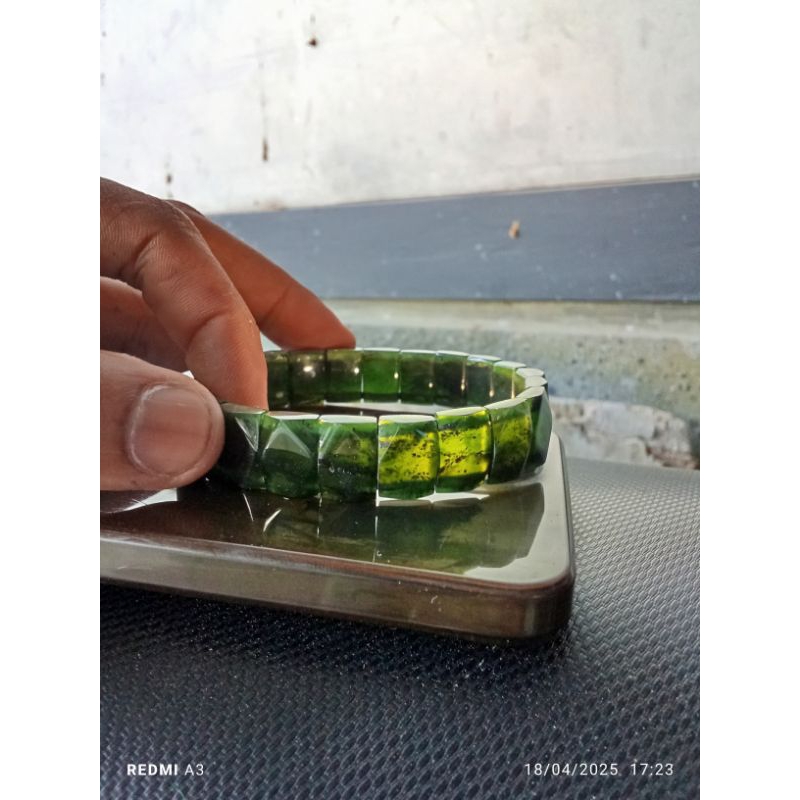 Gelang Black Jade asli Aceh Tembus Model Cutting Petak