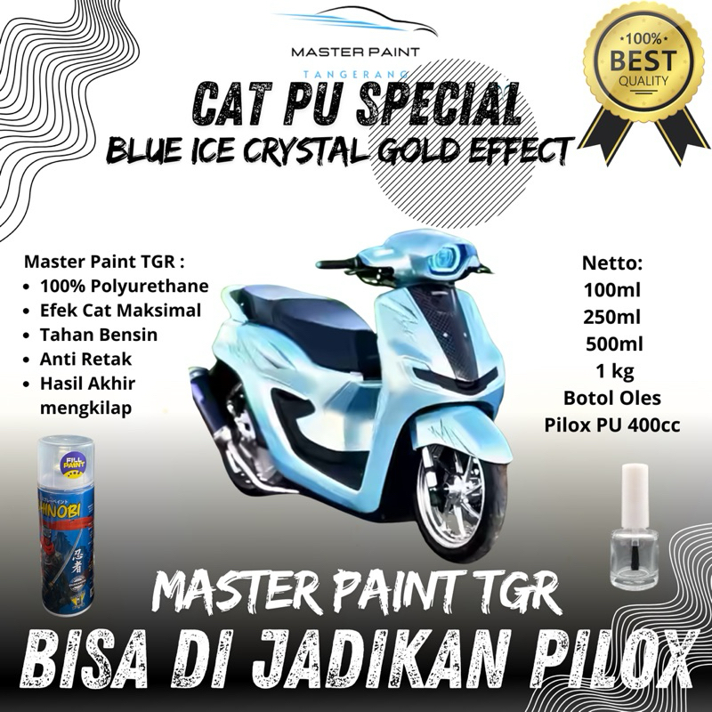 (BISA DI JADIKAN PILOX) CAT PU BLUE ICE CRYSTAL GOLD EFFECT | CAT ICE BLUE CRYSTAL GOLD EFFECT | CAT