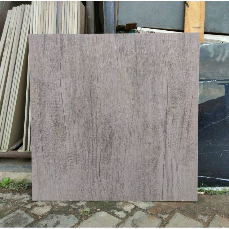 Granit keramik lantai 60x60 motif kayu brown Oakwood matt
