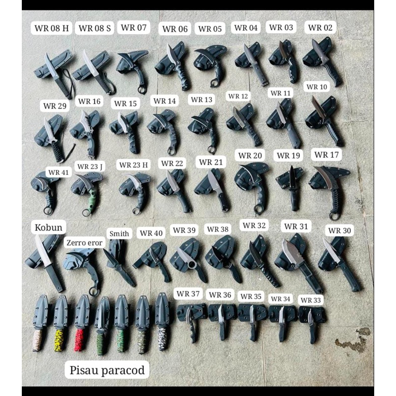 PISAU TACTICAL KYDEX WR /  SANGKUR WR TEKLOK SEMUA MODEL READY STOK