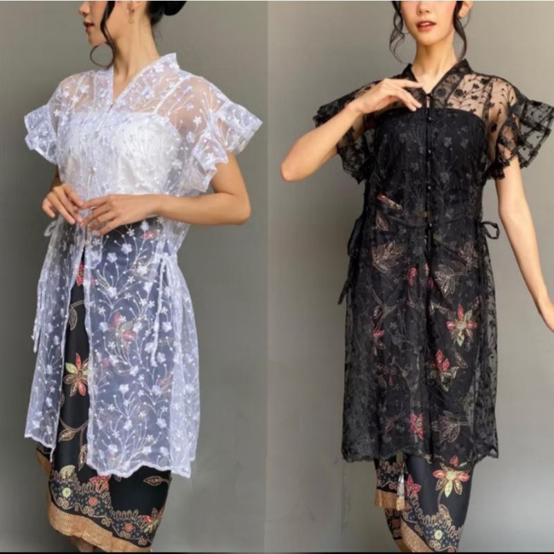 outer brokat kebaya, outer brokat tunic kekinian