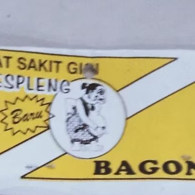 

Label kombinasi putih kuning cap Mbah Bagong isi 10 biji