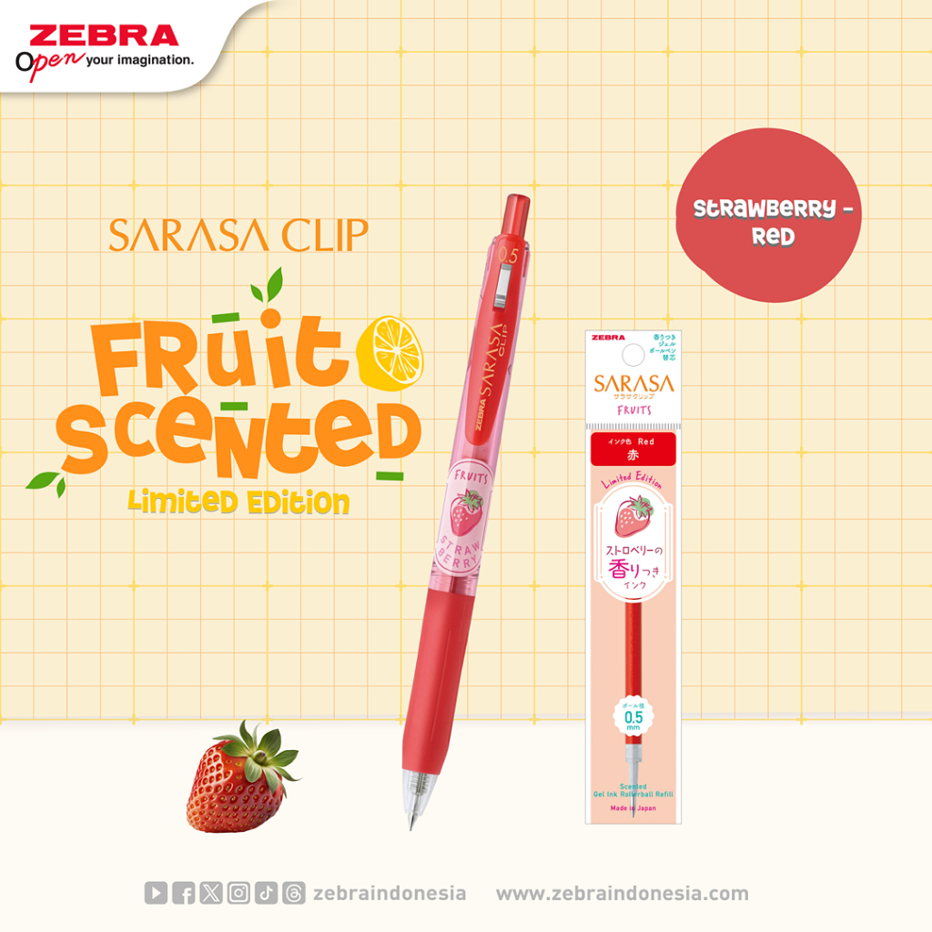 

Zebra Pulpen Gel Sarasa Clip 0.5mm Limited Edition Fruit Series + Refill Fruit 0.5mm - satuan