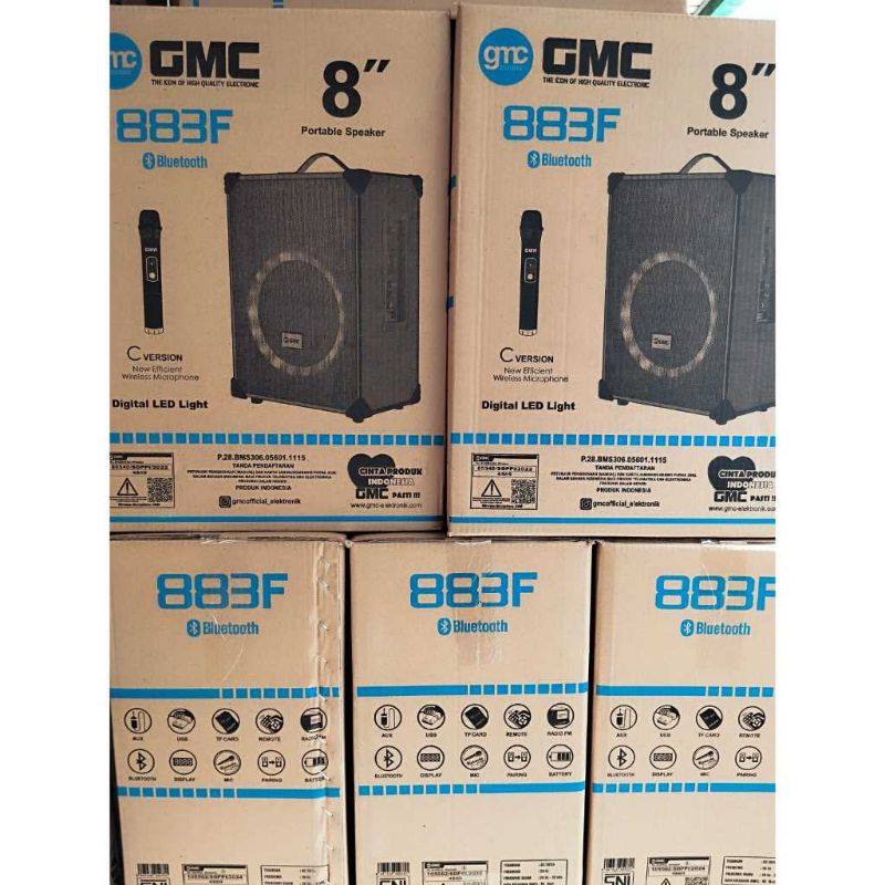 speaker GMC 8 inch 883F free mic wireless