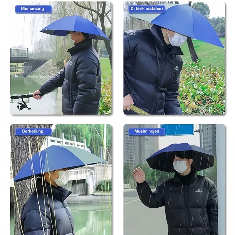 ONE SAIL Topi payung memancing dewasa 77cm topi hujan anti-ultraviolet topi payung kepala raksasa