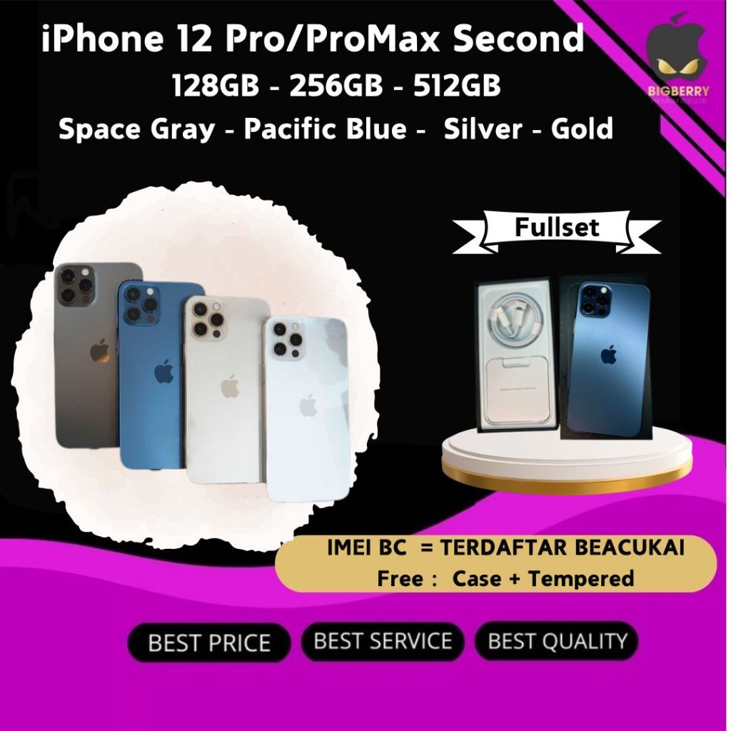 iPhone 12 Pro/Max Second BC 512GB/256GB/128GB 100% Ori Second Fullset ,Kondisi Mulus,Jaringan Aman,B