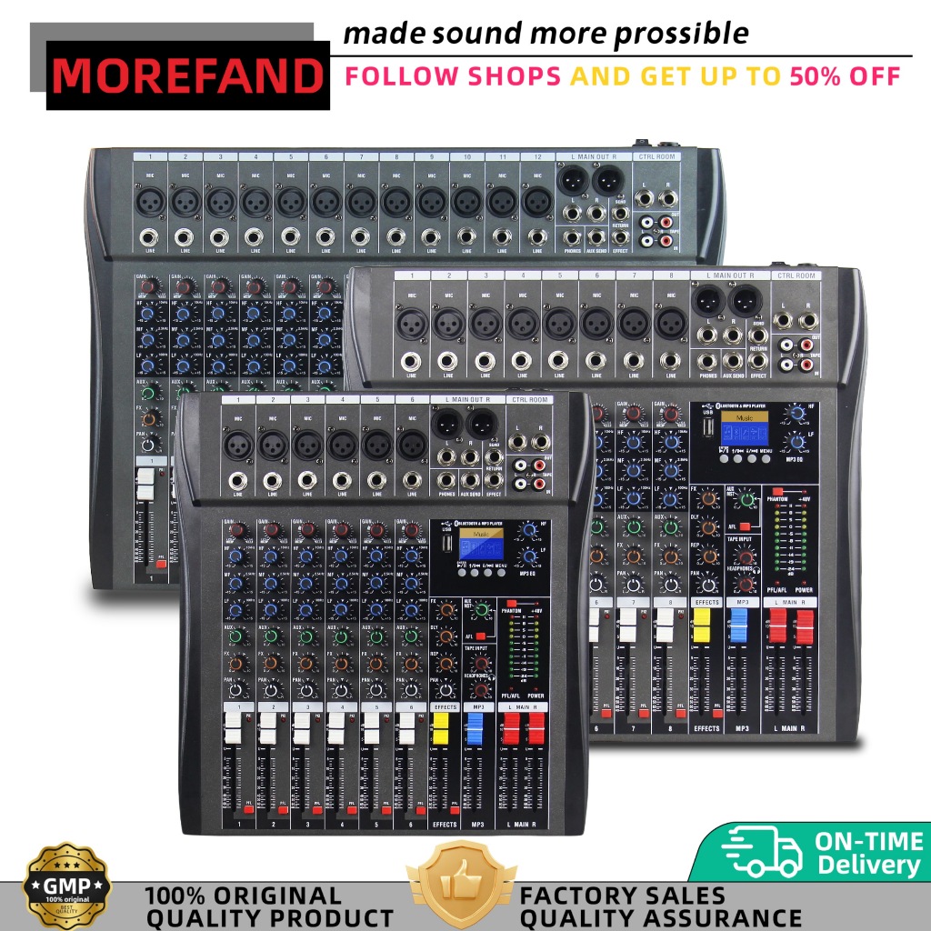 AUDIO MIXER CT6/CT8/CT12 SBLUETOOTH 6/8/12-channel ,USB,RECORD,SOUND CARDREVERB Mixer audio saluran 
