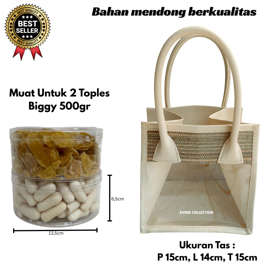 Tas Parcel Mika Mendong Isi 2 Toples Keranjang Hampers Mika Transparan Tas Parcel Lebaran