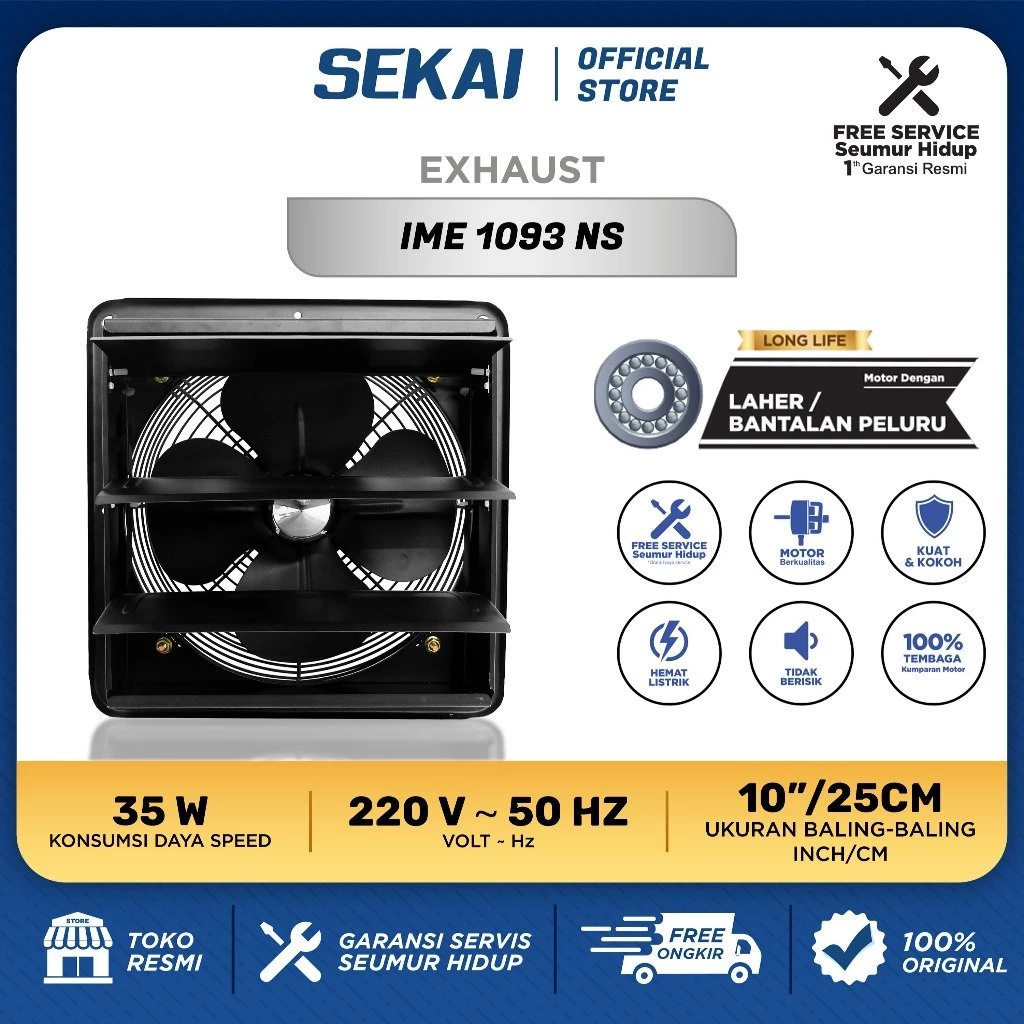 SEKAI - Exhaust Fan / Kipas Angin Hexos Industri 10 / 12 / 14 / 16 Inch - IME 1093 NS / IME 1293 NS 