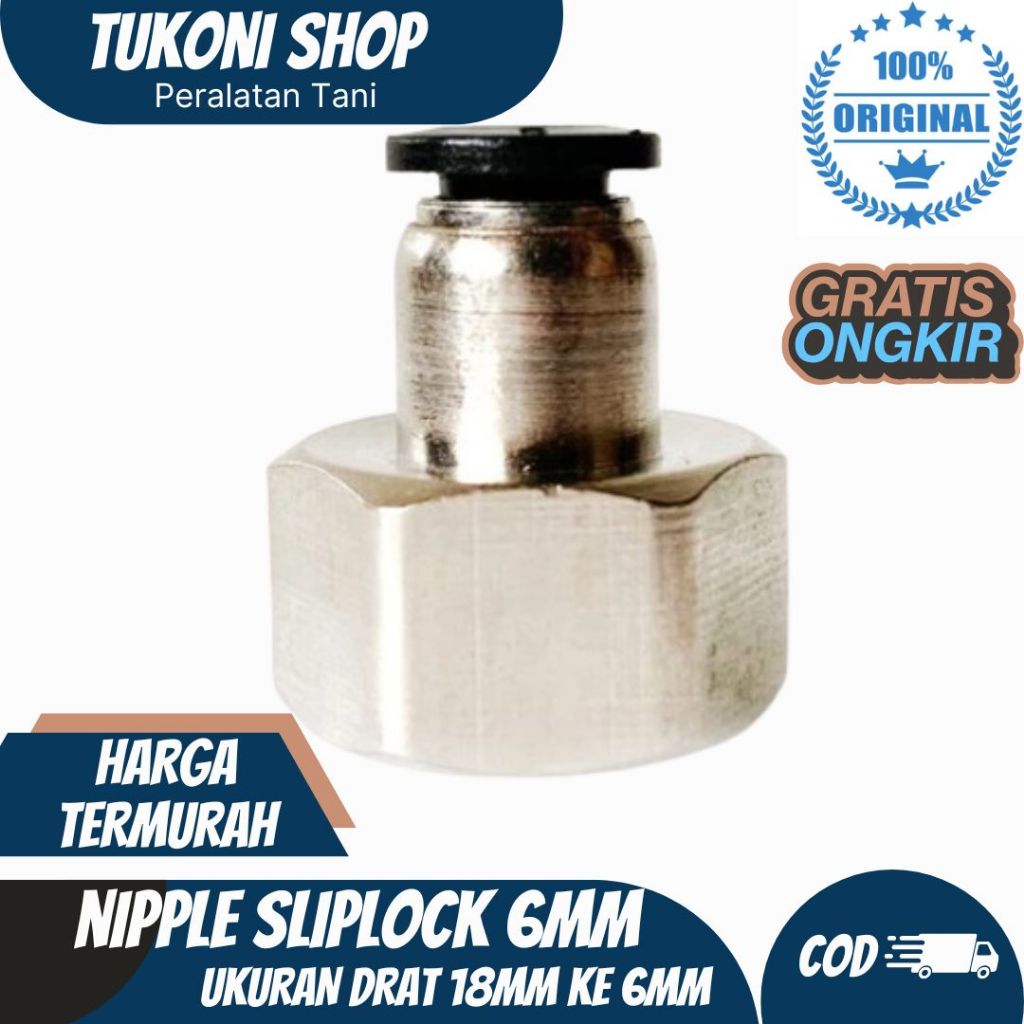 Konektor Pompa DC drat 18mm ke selang PU 6mm