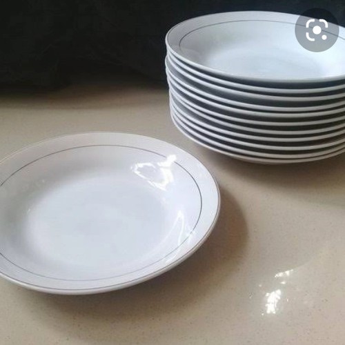 PIRING KERAMIK SUNBRID / PIRING LIST EMAS 9 INCH / PIRING MAKAN PRASMANAN / PIRING CATERING