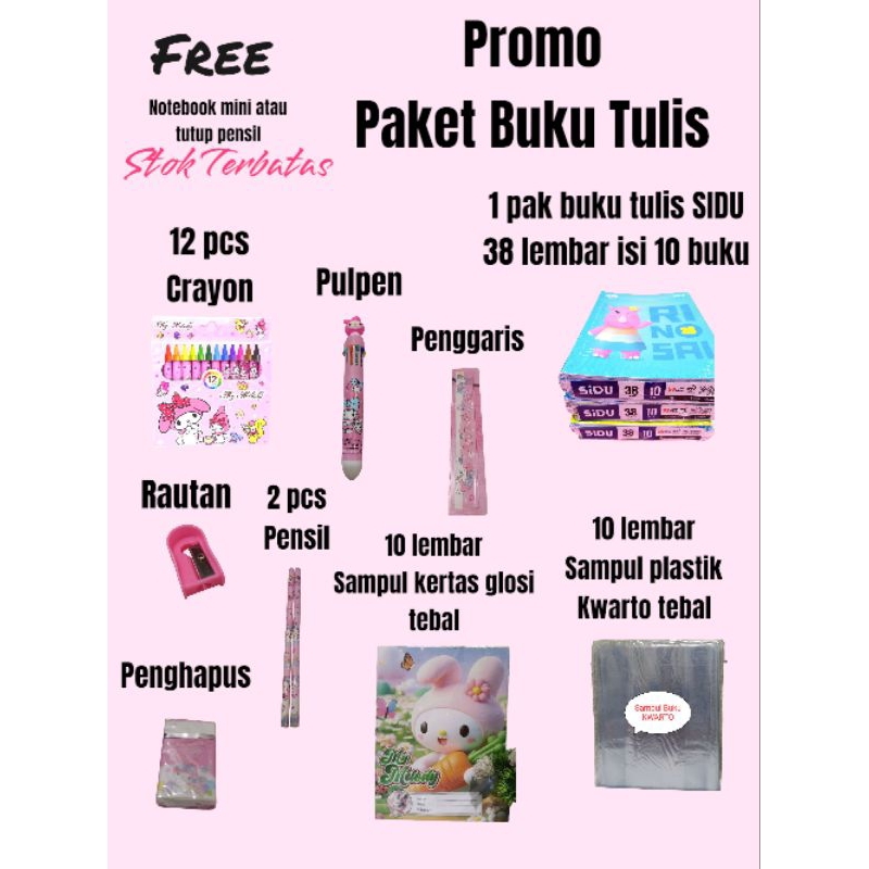 

Promo Paket Buku Tulis SIDU KIKY Lengkap Karakter Viral Kuromi Terlaris