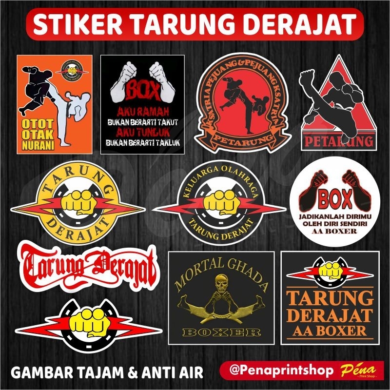 

Stiker TARUNG DERAJAT Eksklusif / Logo Tarung Derajat AA Boxer / Logo Petarung Waterproof