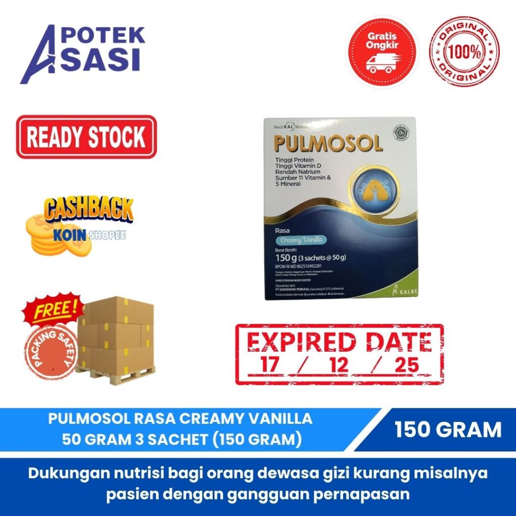 

PULMOSOL CREAMY VANILLA 50 GRAM BOX 3 SACHET (150 GRAM)- Nutrisi Kesehatan Pernapasan