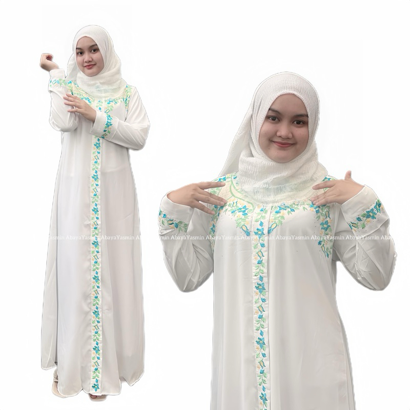 ABAYA YASMIN ~ GAMIS ABAYA SYAFANA PUTIH TULANG KC 455 MODEL TERBARU