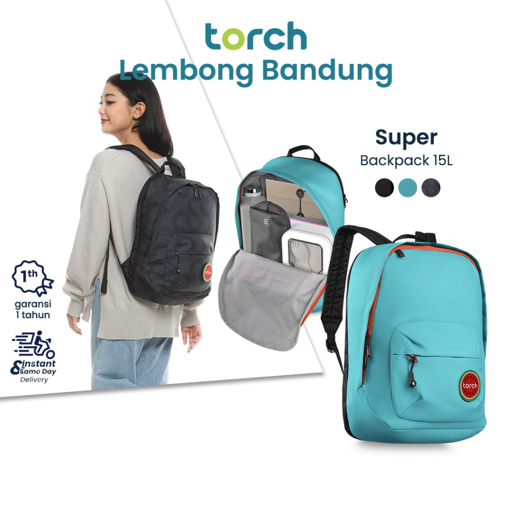 TORCH Super 15 Liter Backpack Tas Ransel Muat Laptop Kerja Sekolah Pria Wanita Tara Super Basic