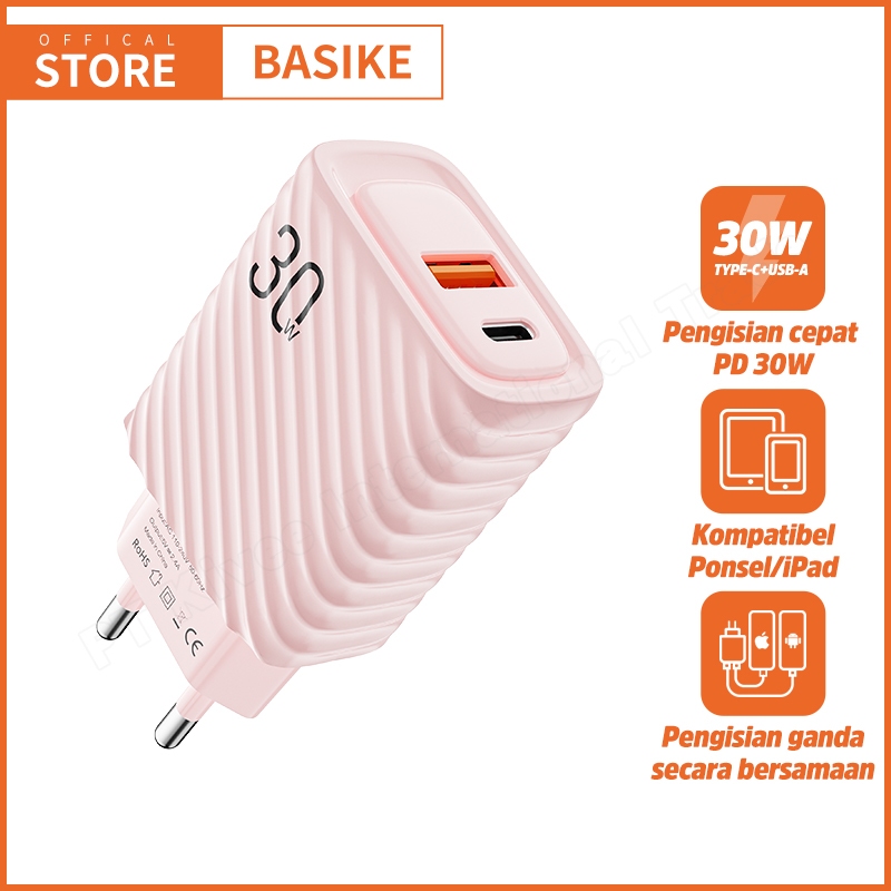 (HOT)BASIKE Kabel Charger iPhone Fast Charging 30W Type C USB mini for Samsung Xiaomi OPPO Universal