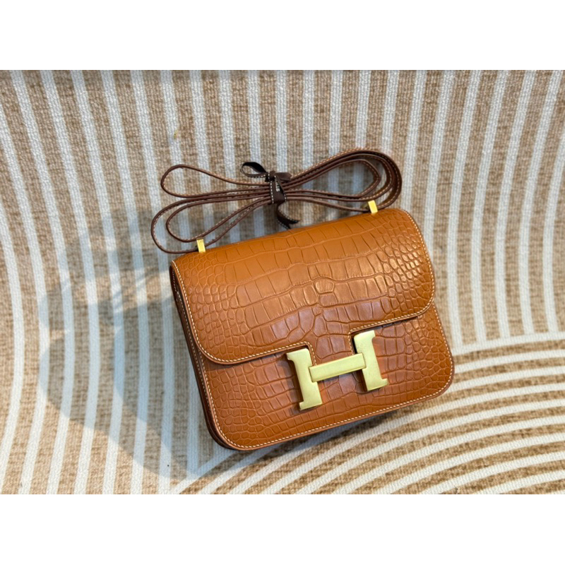 HM Alligator Cons23 Gold GHW Authentic Leather