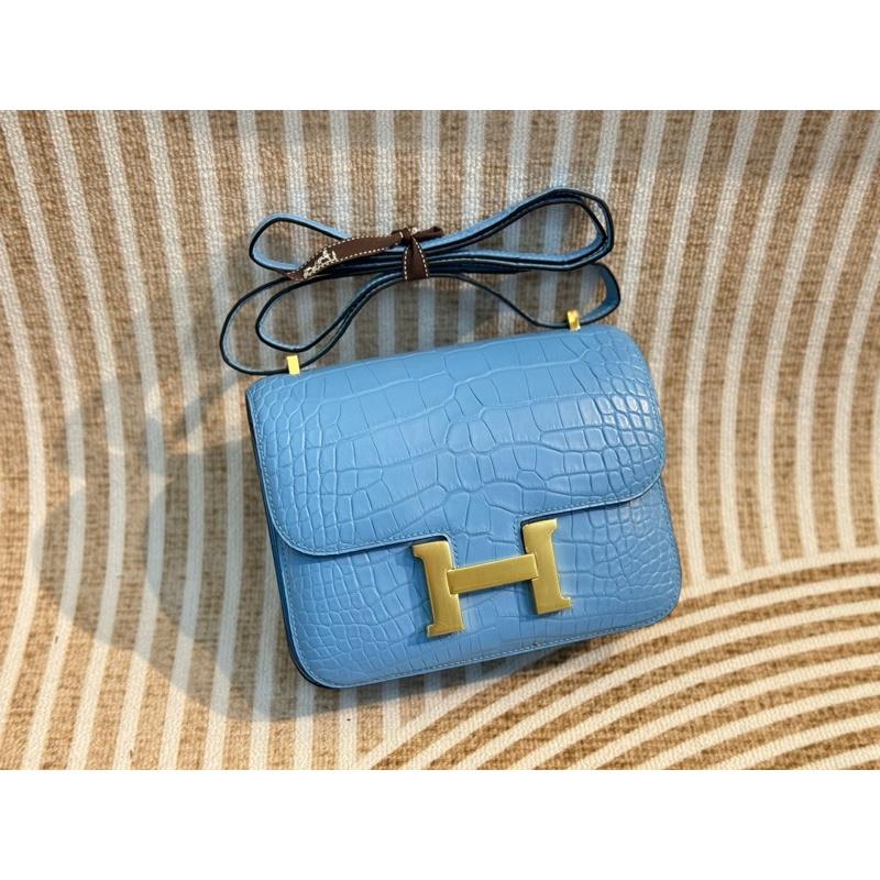 HM Alligator Cons23 Blue GHW Authentic Leather