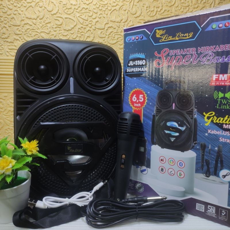 Speaker JINLONG SUPERMAN 1 Mic 6,5 inch BT/USB/MEMORY/RADIO Super bass