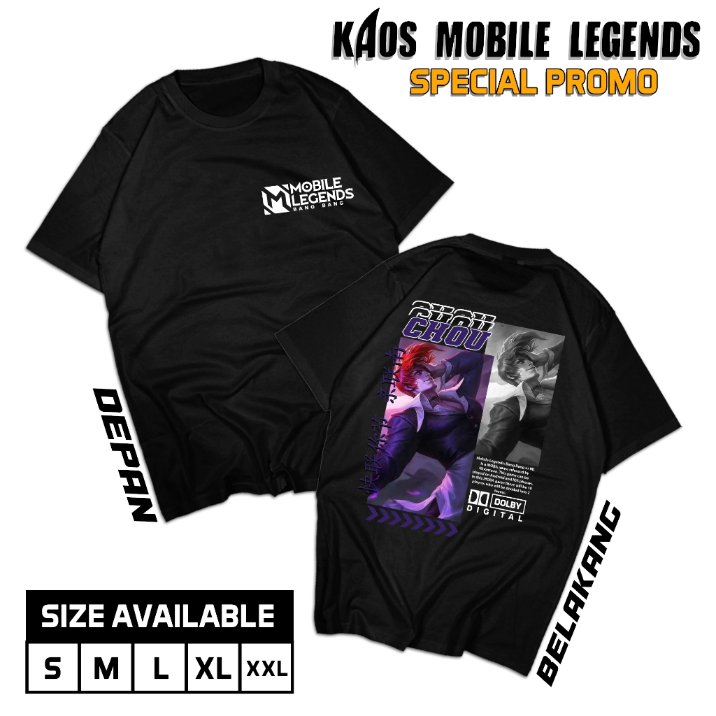 KAOS STREETWEAR MOBILE LEGENDS HERO CHOU KAOS DEWASA UNISEX COMBED