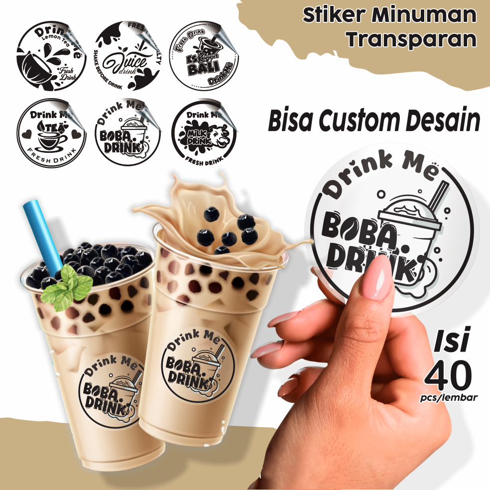 

print & cut stiker minuman custom transparan waterproof stiker bening custom