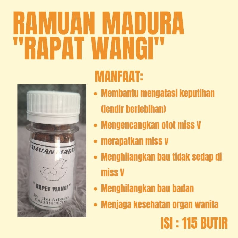 Ramuan madura "RAPAT WANGI"|Merapatkan Miss V dan Menghilangkan Bau tidak sedap| Jamu Madura Asli Or