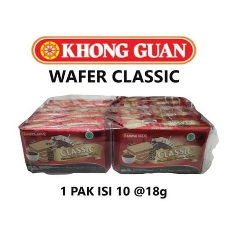

Khong Guan Grand Classic Chocolate Cream Wafer Renceng isi 10 x 18 gr Wafer