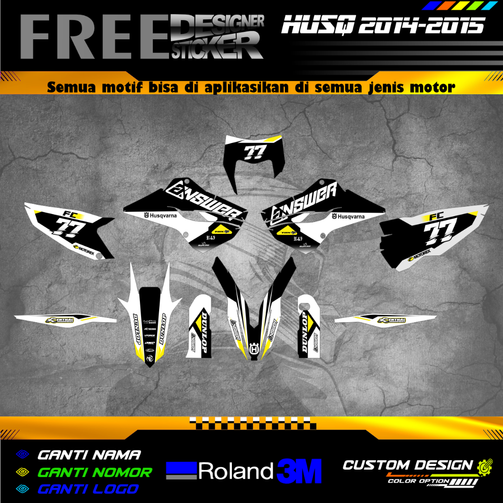 DECAL STIKER HUSQVARNA FC TE TAHUN 2014-2015