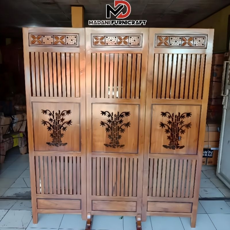 PENYEKAT RUANGAN - PEMBATAS RUANGAN - PARTISI RUANGAN - SKETSEL MOTIF BAMBU