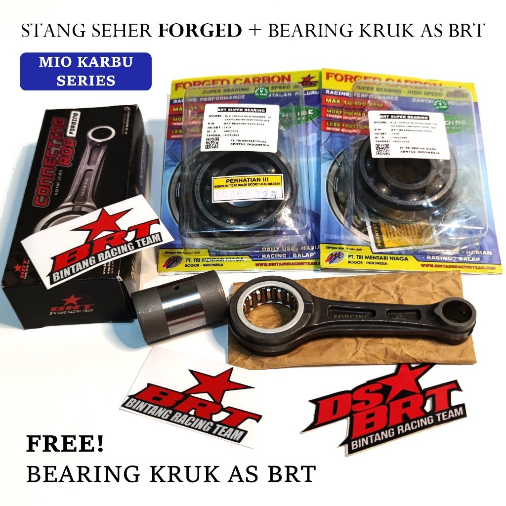 CONROD STANG SEHER FORGED + BEARING KRUK AS BRT MIO OLD SPORTY MIO SMILE MIO SOUL FINO KARBU 5TL