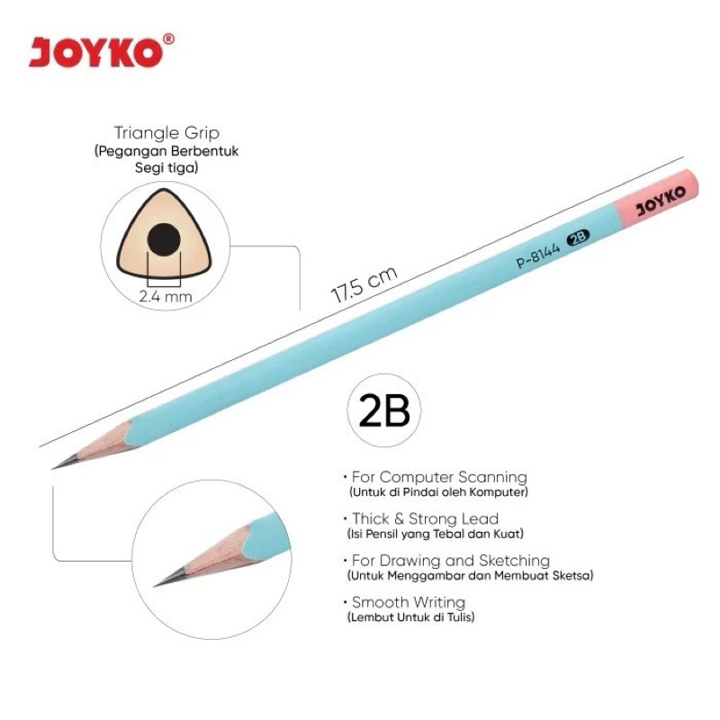 

1 Pcs! PENSIL 2B JOYKO P-8144 PASTEL COLOR TRIANGULAR