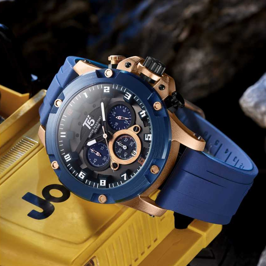 New Jam T5 3913 Original Chronograph / Jam T5 Karet / Jam Karet Chrono Ori / Jam Tangan Pria Karet T