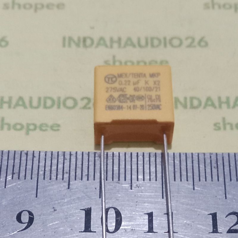 MEX/TENTA MKP 0.22uf K X2 275vac 10mm MKM 224 275V 220nf 220n kuning capasitor kapasitor 220 n nf ca
