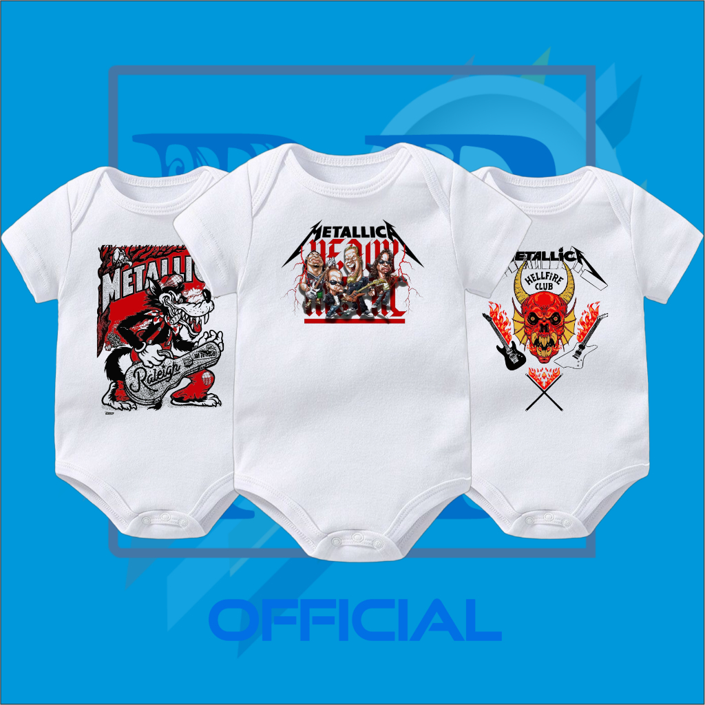 BAJU BAYI JUMPER BABY MOTIF BAND METALLICA HELLFIRE CLUB - TENGKORAK MERAH - RALEIGH KARTUN KARIKATU