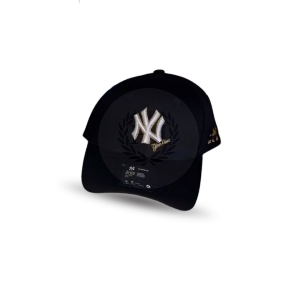 Topi NY Yankees HITAM LOGO PUTIH STRIPE GOLD Ori