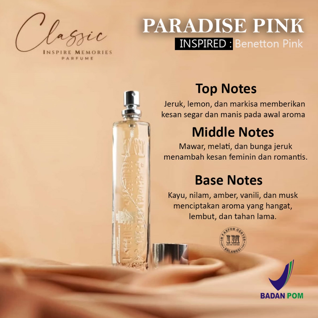 PARADISE PINK | Parfum Wanita dengan aroma segar, Lembut dan Feminin. Tahan Lama 24 Jam, BPOM