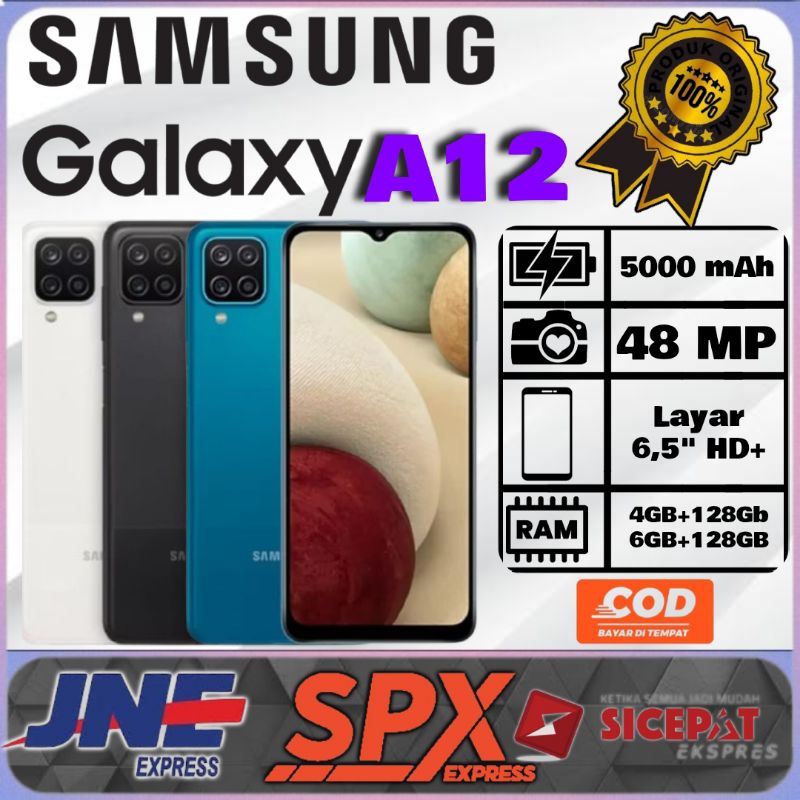 SMARTPHONE HP SAMSUNG A12 Ram 4GB+128GB & 6GB+128GB [ Camera 48MP + Display 6,5 inches + Battery 500