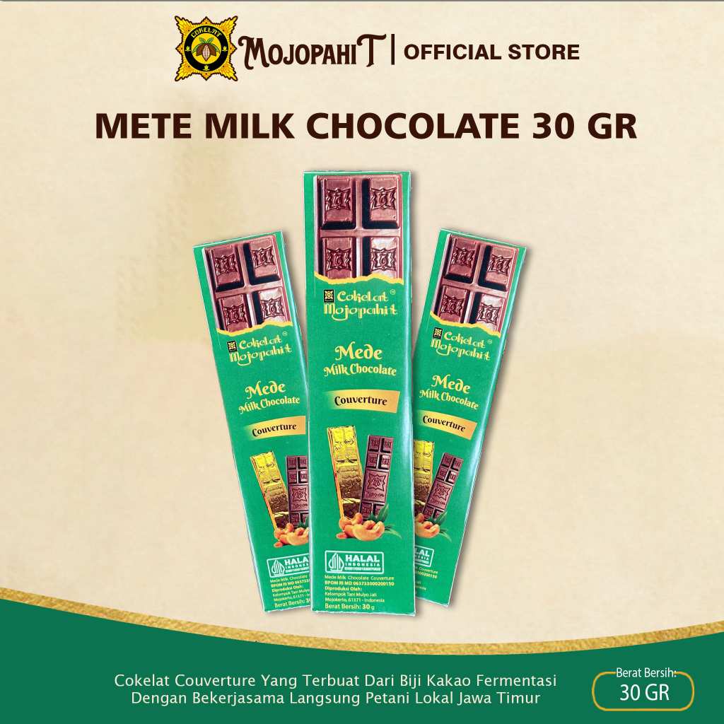 

Cokelat Mojopahit | Mete Milk Chocolate | Bar 30 gram