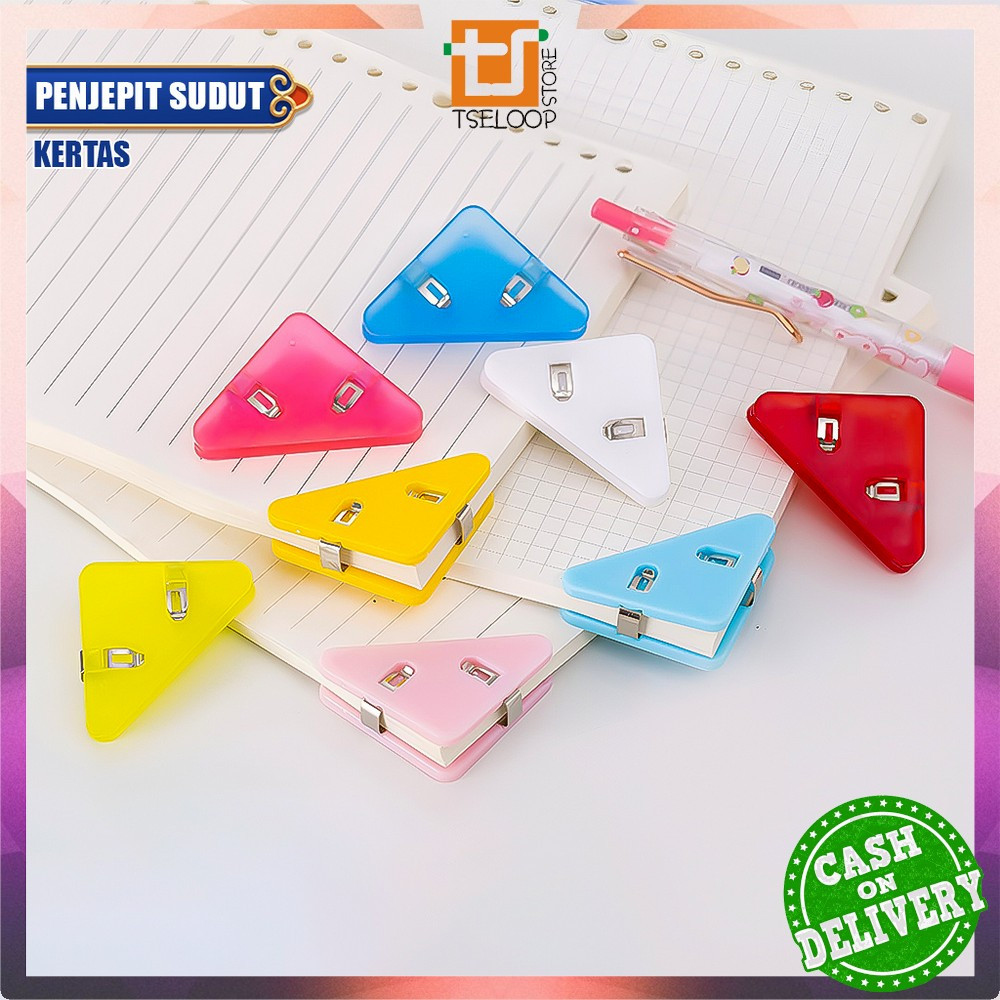 

OFM-A119 Paper Clip Segitiga Warna Warni aesthetic Klip Sudut Jepitan Buku Akrilik / Penjepit Kertas Clips Book dan Paper Corner Plastik Serbaguna