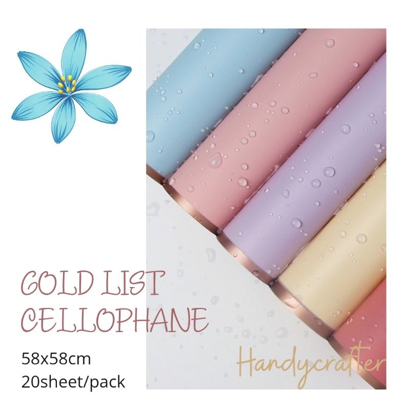 

cellophane solid list gold, kertas wrap buket