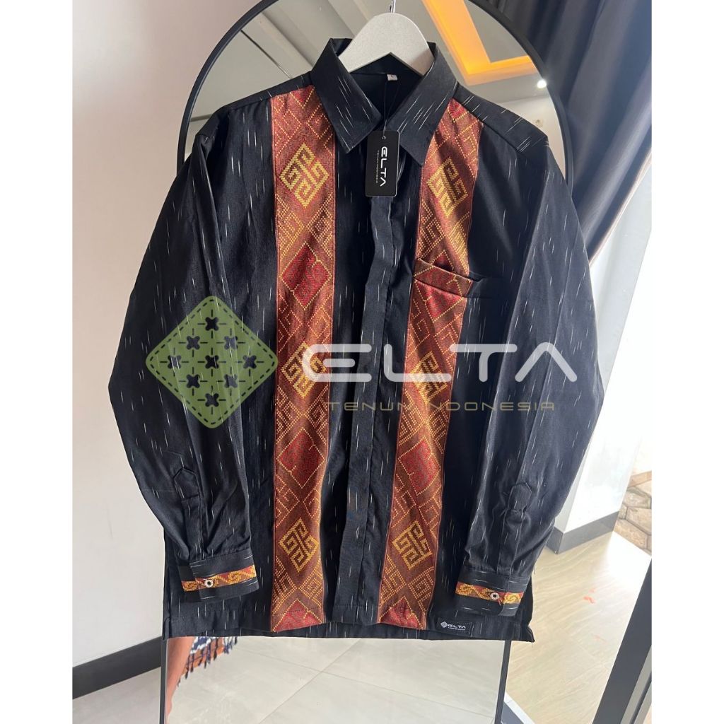 Kemeja tenun formal motif hujan gerimis toraja kendari baju seragam guru dan kantor