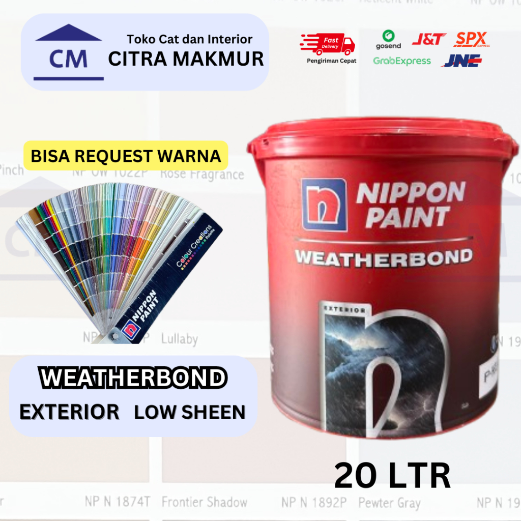 Nippon Weatherbond - 20 Ltr (Bisa Request Warna & Custom Warna ) CAT TEMBOK EXTERIOR NIPPON PAINT